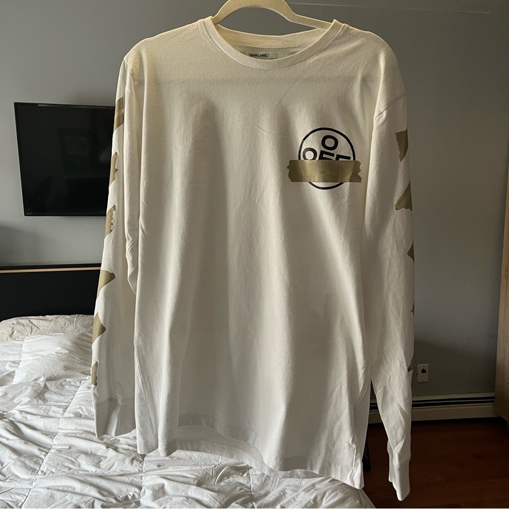 Off-White Tape Arrows White Long Sleeve T Shirt - Medium
